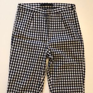 Zara Navy Gingham Pencil Pants Size XS
